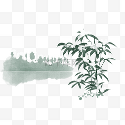 竹子树上的雪绒插画