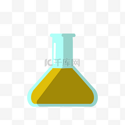 化学锥形瓶卡通图片_橙色扁平风格矢量玻璃瓶