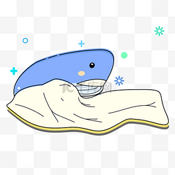 手绘蓝色的鲸鱼免抠图
