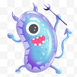 细菌蓝色图片_立体细菌装饰插画