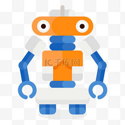 智能机器人科技图片_橘色可爱机器人卡通插画