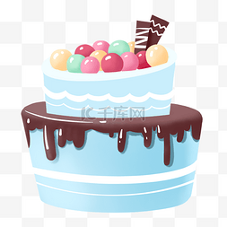 翻糖蛋糕图片_蓝色双层水果巧克力翻糖蛋糕