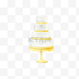 卡通水彩小清新生日婚礼蛋糕