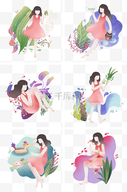 端午节人物插画图片_端午节人物合集插画