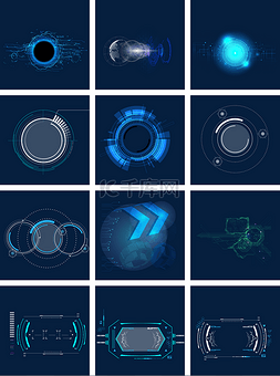 高端概念图片_蓝色炫酷科技几何圆形