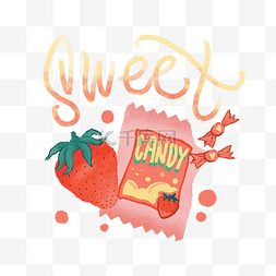 草莓涂鸦糖果潮街头食物装饰PNG
