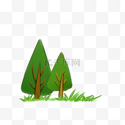 两棵树图片_绿色植物两棵树植树节素材