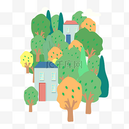 卡通别墅住宅图片_矢量手绘卡通房子