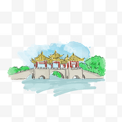 地标南京夫子庙插画