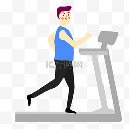跑步机上运动健身的男生