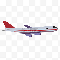 红飞机图片_红灰色大型飞机插画