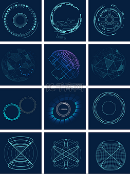 科技装饰圈图片_蓝色虚拟HUD抽象未来计算屏幕高科