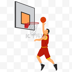 篮球赛比赛图片_卡通矢量正在灌篮的运动员