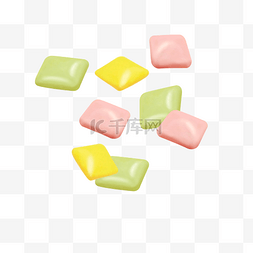 糖果实物木糖醇方块糖彩色泡泡糖
