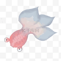 手绘水彩可爱五彩金鱼png