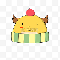 黄色创意鹿角帽圆顶帽子