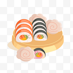 美食插图创意图片_卡通寿司矢量图下载
