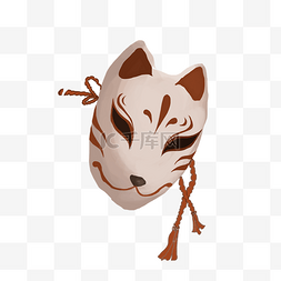 棕色咖啡色灰色面具狐狸脸有绳子