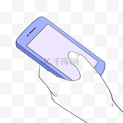手机购票图片_线描蓝色手机抢票
