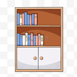 书房元素图片_手绘棕色书架插画