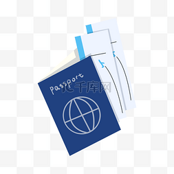 登机牌图片_一本手绘的蓝色护照