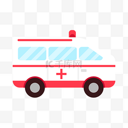 红色十字图片_卡通白色救护车插画
