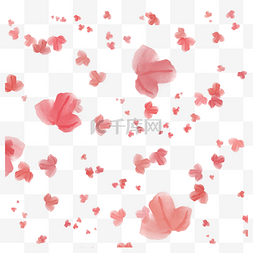 红色花瓣小清新图片_小清新粉红色花瓣雨插画海报元素