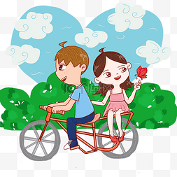 情人节情侣浪漫骑自行车游玩