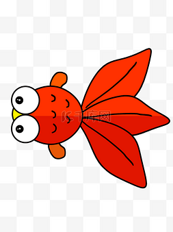 红色卡通金鱼图片_卡通矢量红色金鱼鱼类可爱动物素