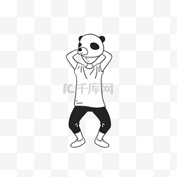 熊猫手绘风图片_黑白简笔风做下蹲运动的人