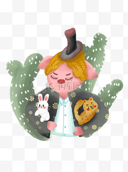 动物形象小猪可爱插画元素2019猪