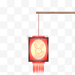 兔子灯笼兔子图片_手绘红色兔子灯笼