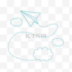 天空免抠素材图片_蓝色线条矢量纸飞机免抠PNG素材