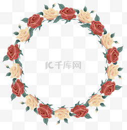 唯美花卉圆环边框元素