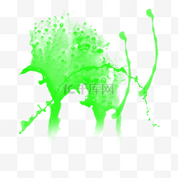 炫彩水墨图片_绿色墨水流动痕迹元素