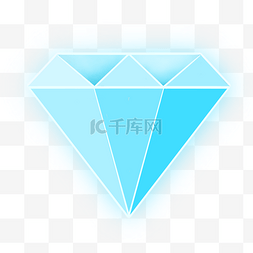 简约立体几何发光蓝色钻石