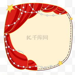 传统节目图片_节日喜庆红色幕帘边框可爱手绘素
