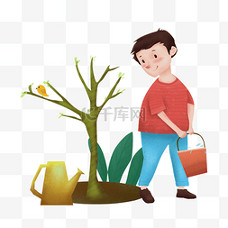 小鸟植树节图片_植树节植树的小孩