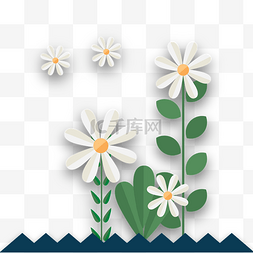 立体化图案图片_卡通植物插画雏菊矢量图