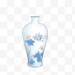 荷花蓝色图片_白色的青荷花瓷瓶