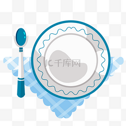 餐具蓝色盘子