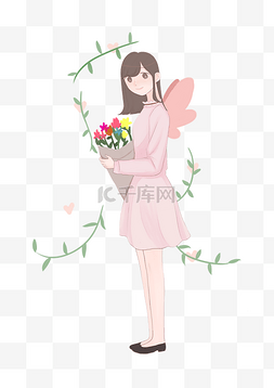 小女孩捧花图片_ 捧花女孩