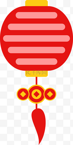 元宵节灯笼扁平装饰矢量透明png