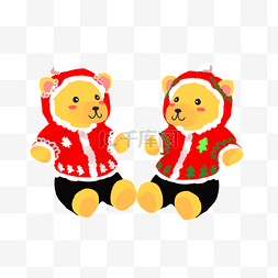 两只圣诞小熊插画