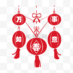 灯笼挂饰插画图片_新年春字灯笼挂饰插画