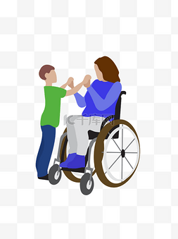 轮椅设计图片_轮椅女人和孩子元素可商用