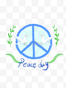 国际和平日手绘反战标志和平鸽清