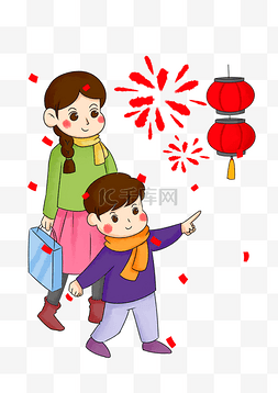 2019烟花图片_可爱卡通2019年新年快乐小朋友