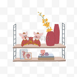 发红包手绘图片_春节家居迎春花装饰剪纸家具猪玩