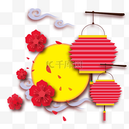 梅花手绘剪纸图片_中秋节花辰月夕剪纸立体图案